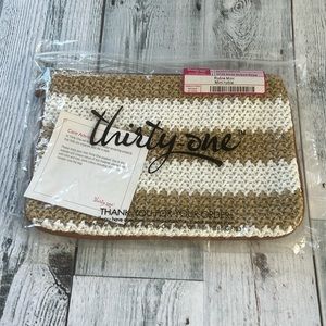 Thirty-One Rubie Mini White Striped Straw